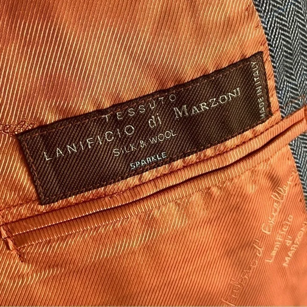 Men's Custom Marzoni Herringbone Silk & Wool Suit Jacket